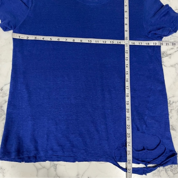 IRO Poppy Tee Royal Blue Distressed Linen Short Sleeve Top Crewneck Size Large - Picture 5 of 8